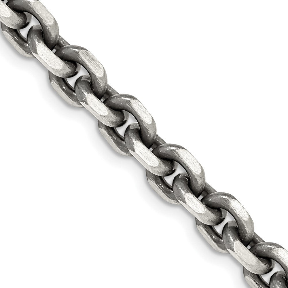 Sterling Silver Antiqued Diamond-Cut Elongated Open Link Chain Necklace 20"
