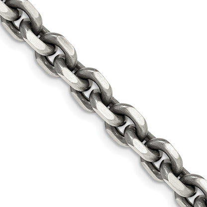 Sterling Silver Antiqued Diamond-Cut Elongated Open Link Chain Necklace 20"