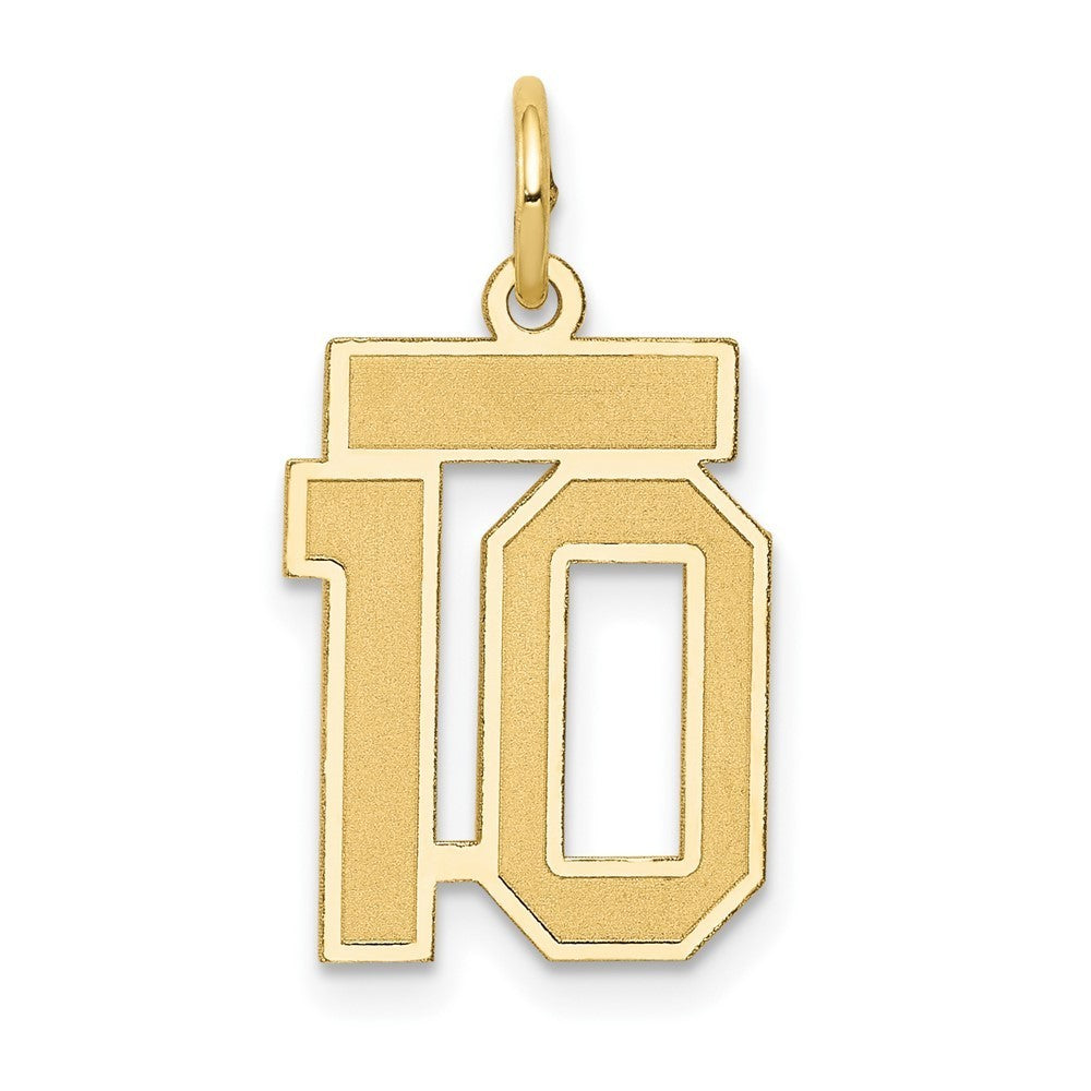 14k Yellow Gold Small Satin Number 10 Charm Pendant