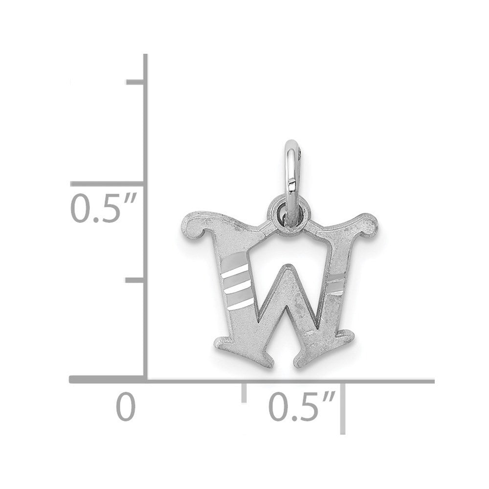 14k White Gold Diamond-cut Letter W Initial Charm Pendant