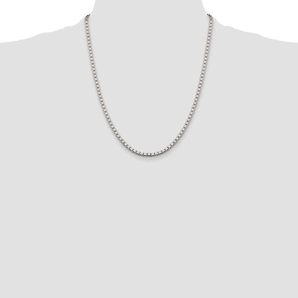 Sterling Silver 3.25mm Box Chain Necklace 22"