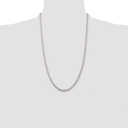 Sterling Silver Rhodium-plated 3mm Round Spiga Chain Necklace 26"