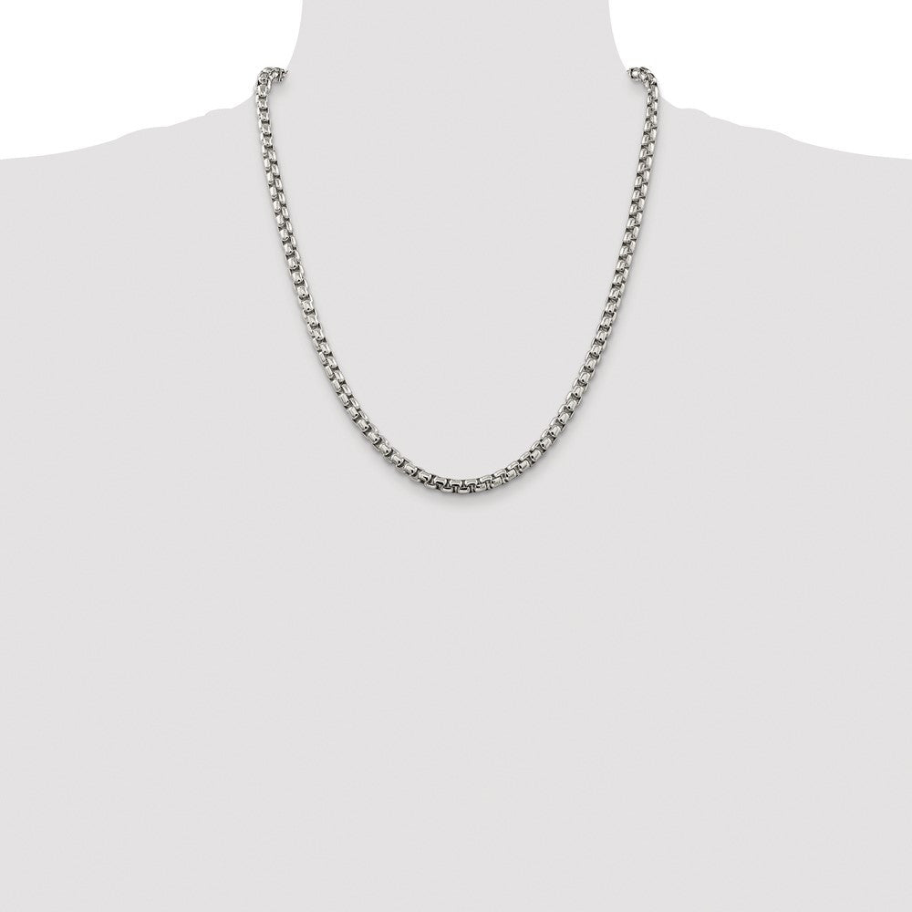 Sterling Silver Rhodium-plated 5.2mm Round Box Chain Necklace 22"