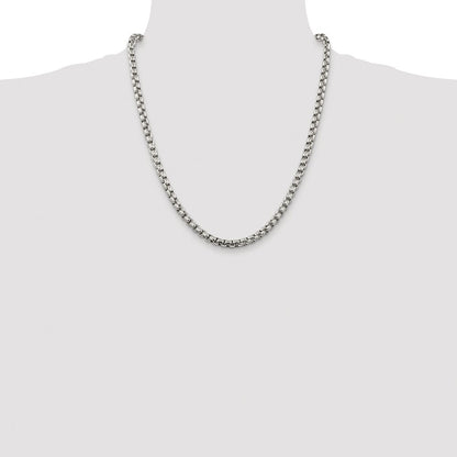 Sterling Silver Rhodium-plated 5.2mm Round Box Chain Necklace 22"