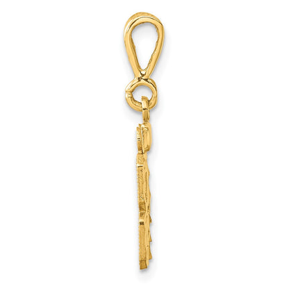 14k Yellow Gold Small Brushed Diamond-cut Number 84 Charm Pendant