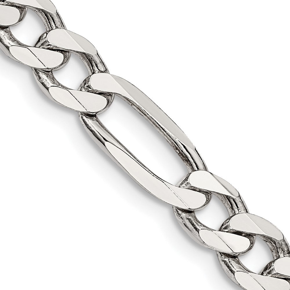 Sterling Silver 6.75mm Figaro Chain Necklace 22"