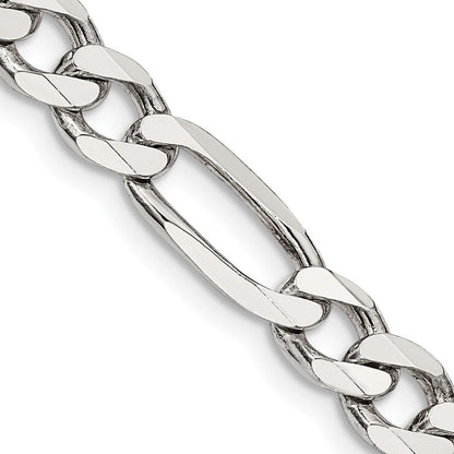 Sterling Silver 6.75mm Figaro Chain Necklace 22"