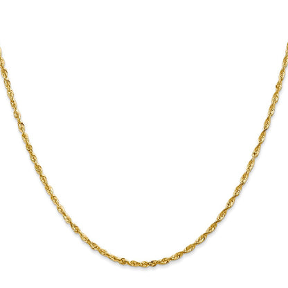 14k Yellow Gold 2mm Ultra Diamond-cut Rope Chain Necklace 16"