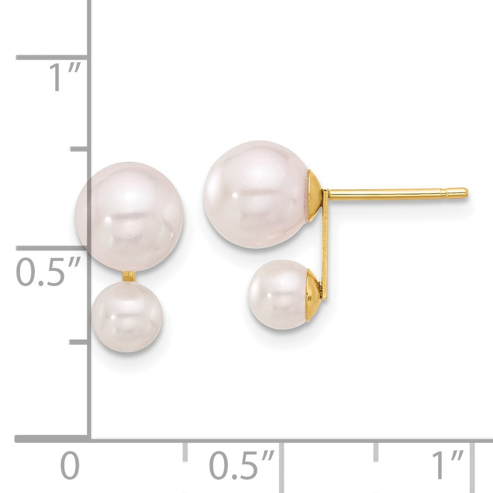 14k Yellow Gold 4-5mm and 6-7mm Akoya Saltwater Cultured Pearl Stud Earrings