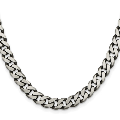 Sterling Silver Antiqued 7.5mm Curb Chain Necklace 26"