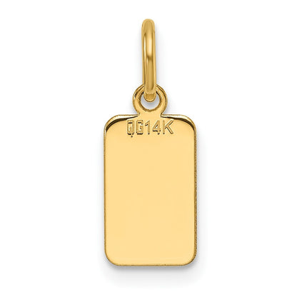 14k Yellow Gold Plain .013 Gauge Engravable Rectangular Disc Charm Pendant