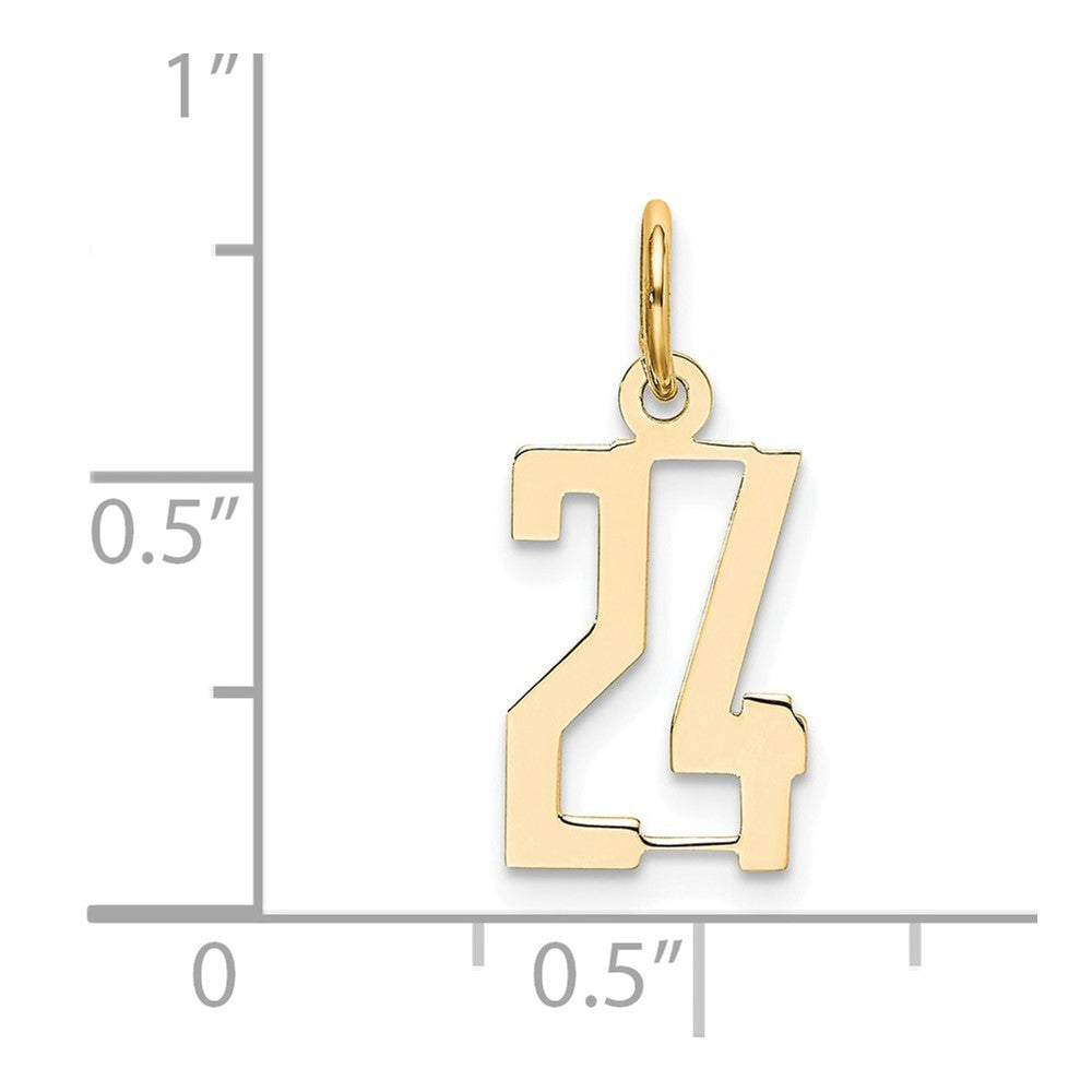 14k Yellow Gold Small Elongated Number 24 Charm Pendant
