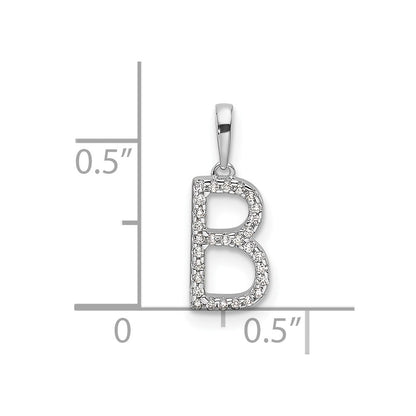 14k White Gold Diamond Letter B Initial Pendant