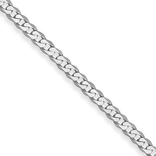 14k Yellow Gold White Gold 2.2mm Flat Beveled Curb Chain Necklace 22"