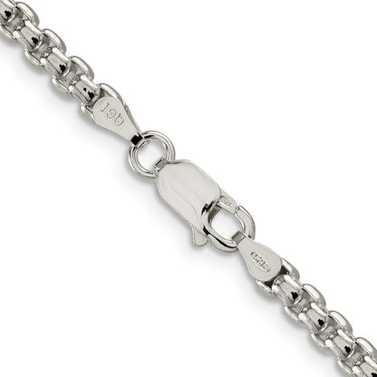 Sterling Silver 3.6mm Round Box Chain Necklace 22"
