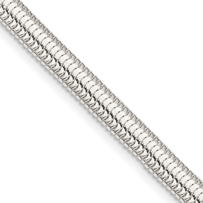 Sterling Silver 5mm 6-sided Oval Snake Chain Necklace 24"