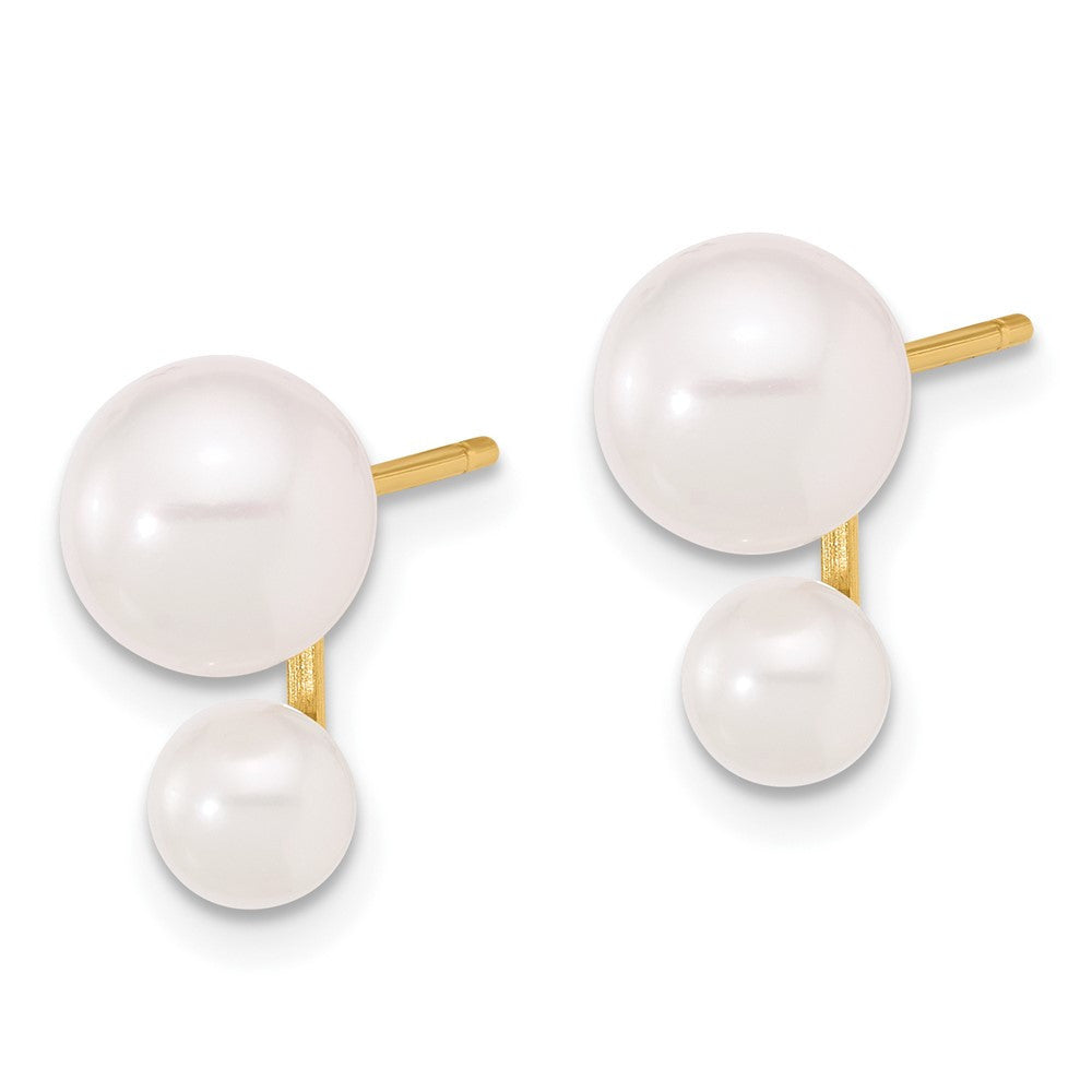 14k Yellow Gold 4-5mm and 6-7mm Akoya Saltwater Cultured Pearl Stud Earrings