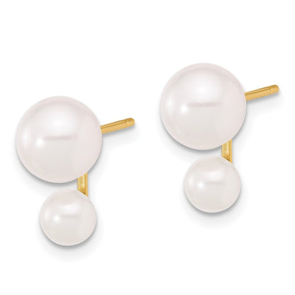 14k Yellow Gold 4-5mm and 6-7mm Akoya Saltwater Cultured Pearl Stud Earrings