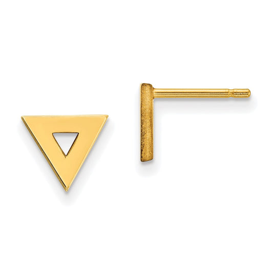 14k Yellow Gold Open Triangle Stud Earrings