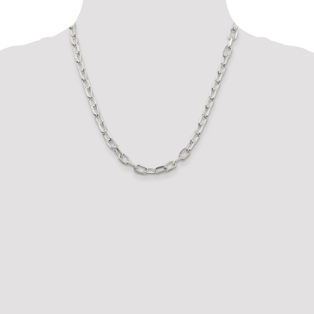 Sterling Silver 6.65mm Diamond-cut Long Link Cable Chain Necklace 20"