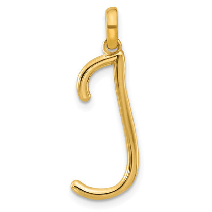 14k Yellow Gold Fancy Letter J Initial Pendant