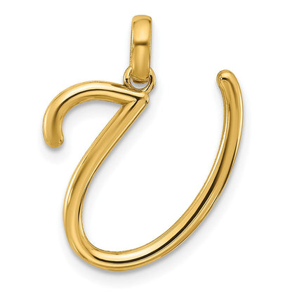14k Yellow Gold Fancy Letter U Initial Pendant