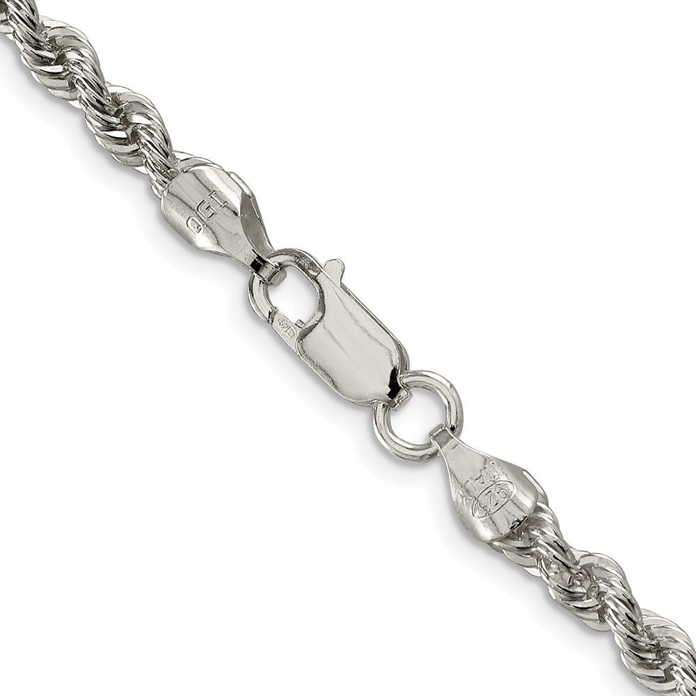 Sterling Silver Rhodium-plated 4.3mm Solid Rope Chain Necklace 22"