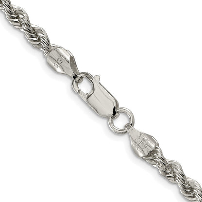 Sterling Silver Rhodium-plated 4.3mm Solid Rope Chain Necklace 22"