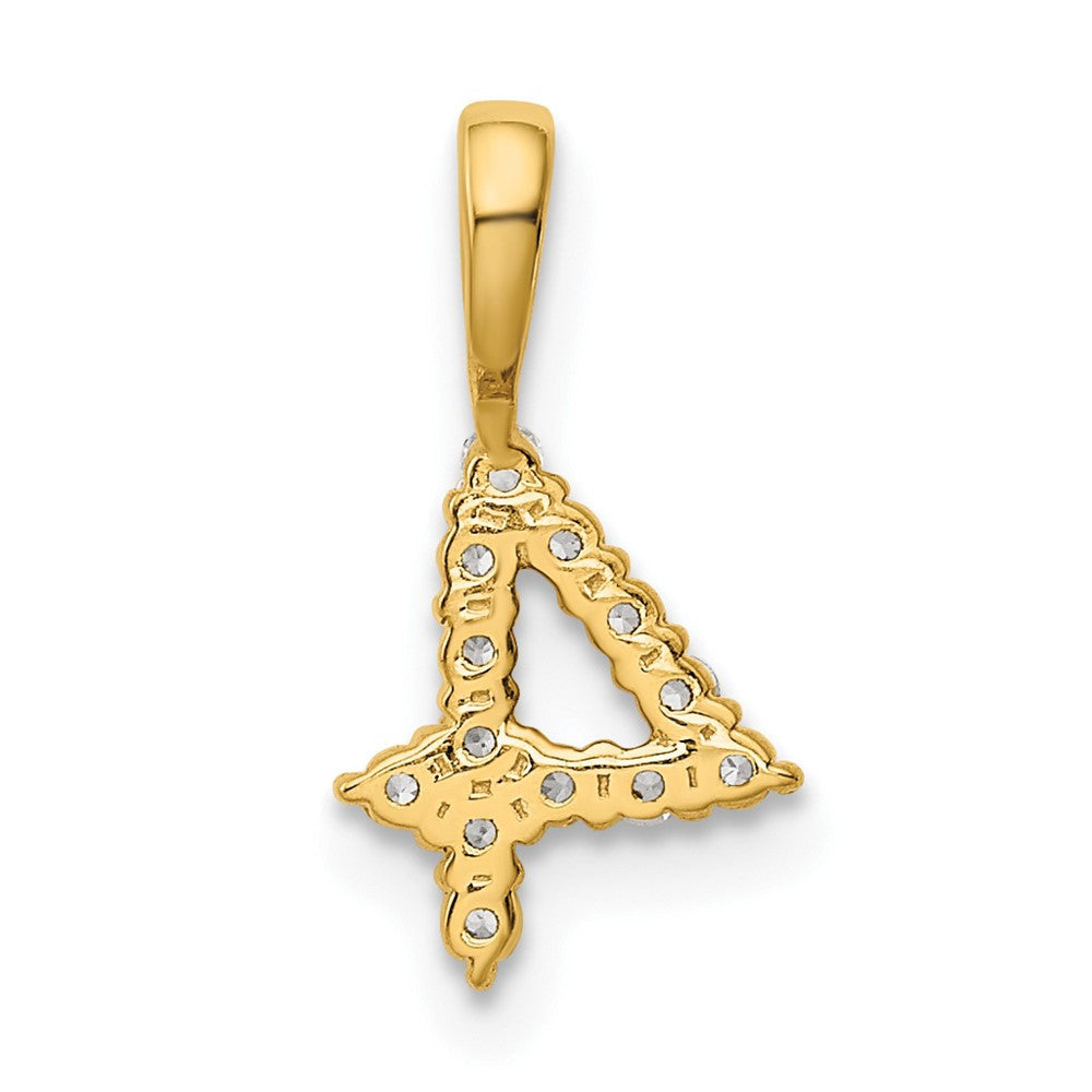 14k Yellow Gold Diamond Number 4 Pendant