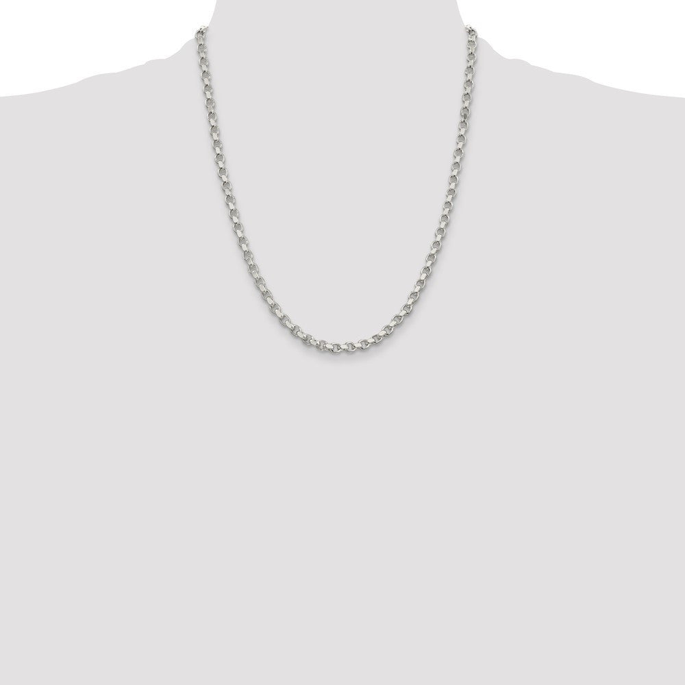 Sterling Silver 4mm Diamond-cut Rolo Chain Necklace 22"