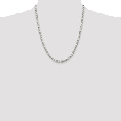 Sterling Silver 4mm Diamond-cut Rolo Chain Necklace 22"