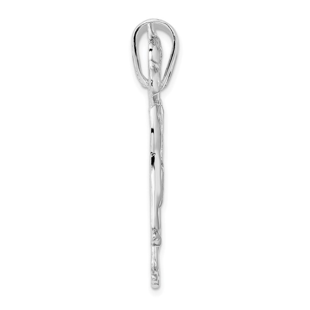 Sterling Silver Rhodium-Plated Polished Horse with Saddle Pendant