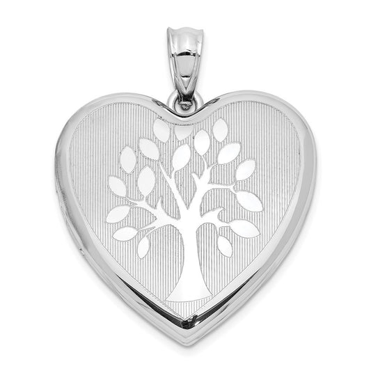 Sterling Silver Rhodium-plated Tree Ash Holder Heart Locket Pendant