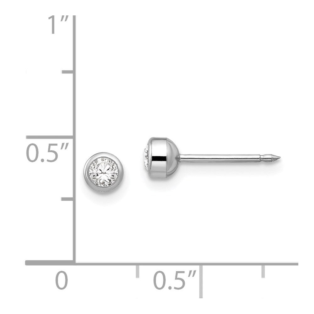 14k White Gold 4mm April Crystal Bezel Stud Earrings