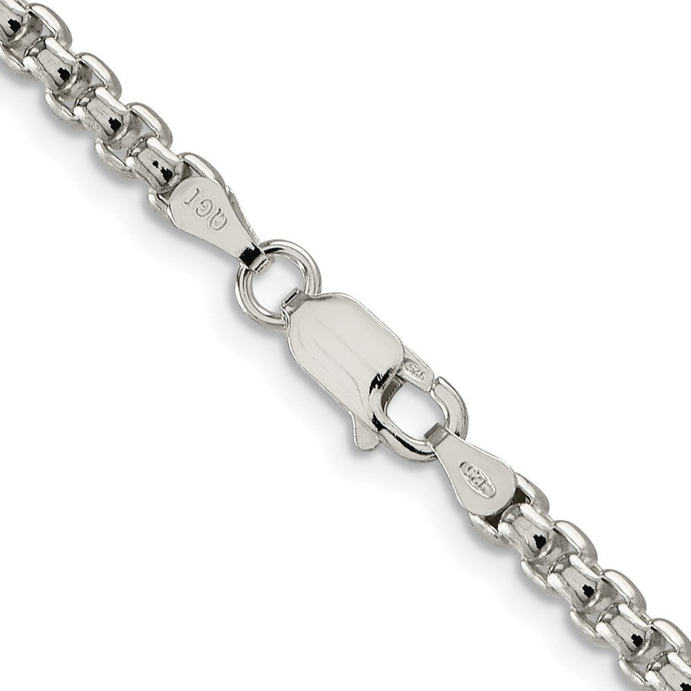 Sterling Silver Rhodium-plated 3.6mm Round Box Chain Necklace 22"