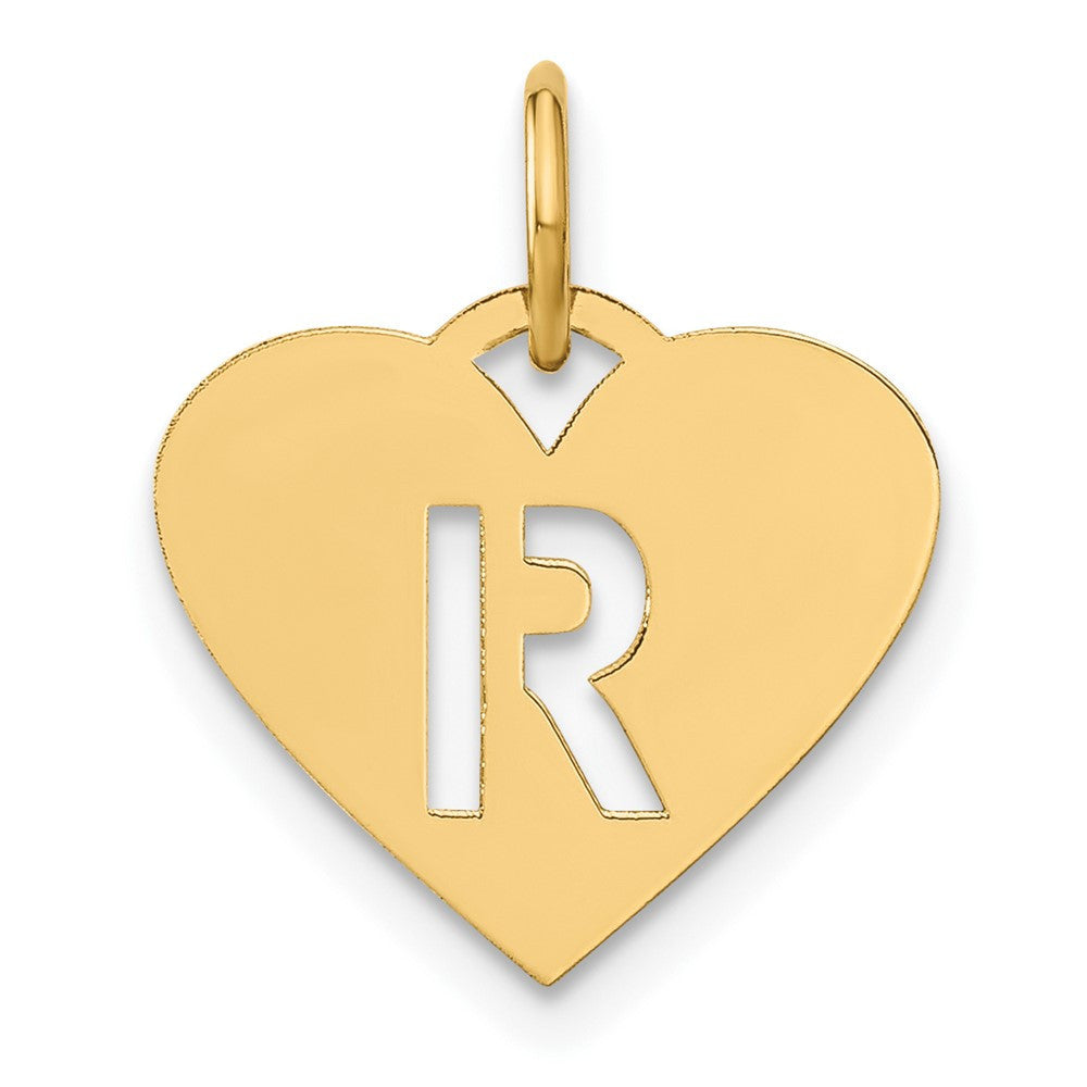 14k Yellow Gold Initial Letter R Initial Charm Pendant