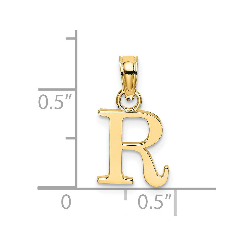 14k Yellow Gold Polished Block Letter R Initial Pendant