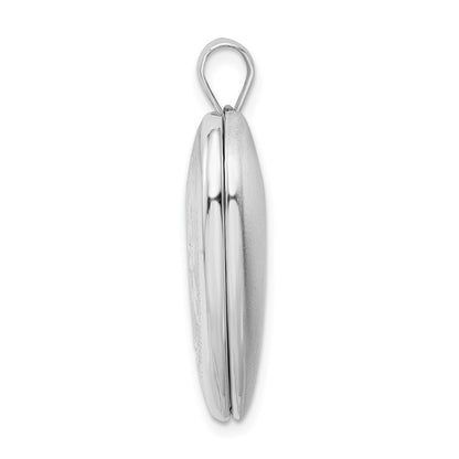 Sterling Silver Rhodium-plated 24mm Diamond-Cut Cross Ash Holder Heart Locket