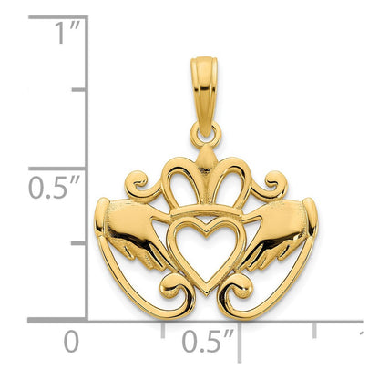 14k Yellow Gold Fancy Claddagh Pendant