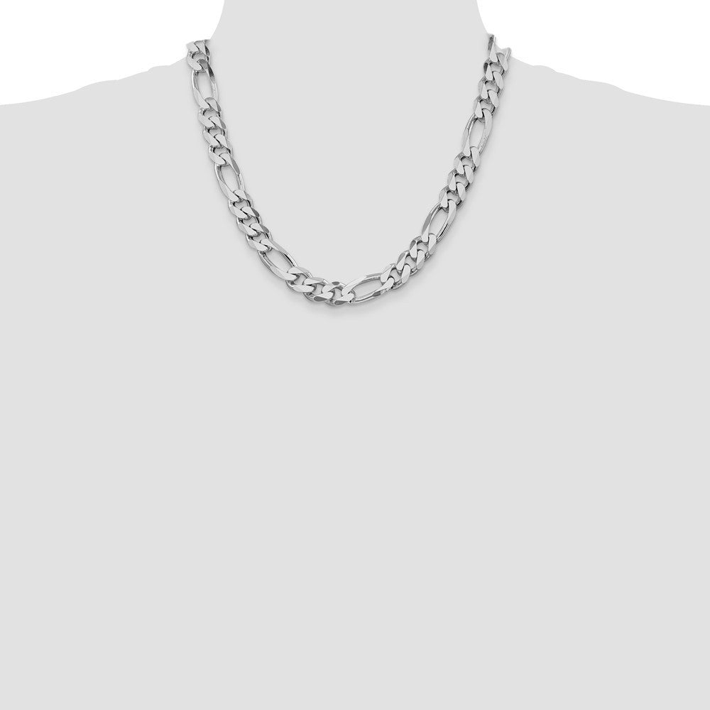 Sterling Silver Rhodium-plated 10.75mm Figaro Chain Necklace 20"