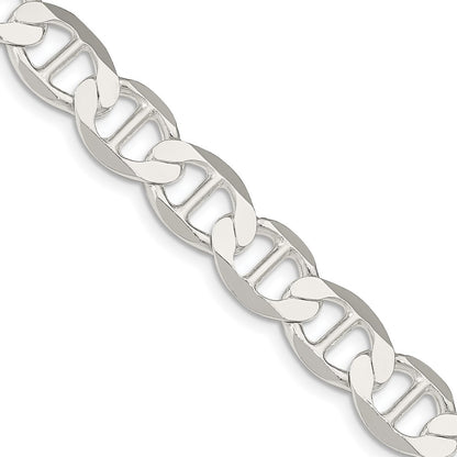 Sterling Silver 9.95mm Flat Anchor Chain Necklace 24"