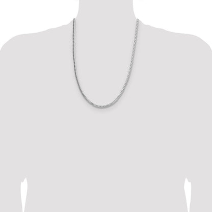Sterling Silver 3.4mm Diamond-cut Round Franco Chain Necklace 24"