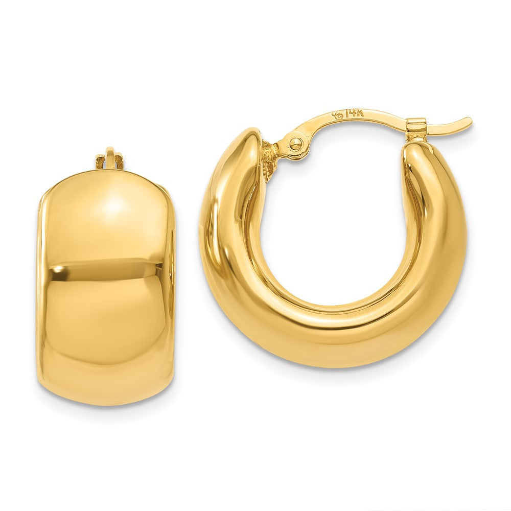 14k Yellow Gold Wide Puffed Hoop Earrings