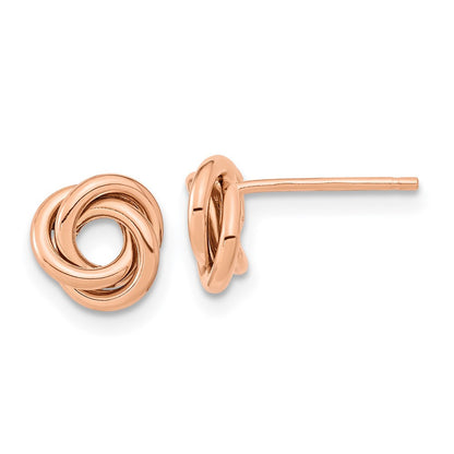 14k Rose Gold Polished Love Knot Stud Earrings