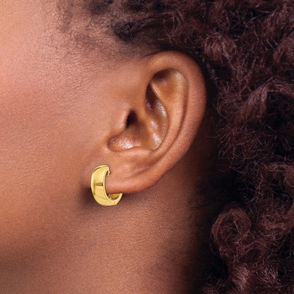 14k Yellow Gold Round Hinged Hoop Earrings