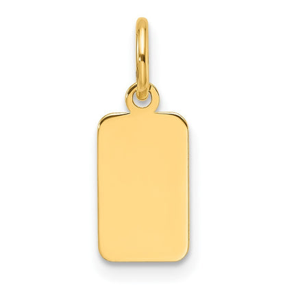 14k Yellow Gold Plain .013 Gauge Engravable Rectangular Disc Charm Pendant