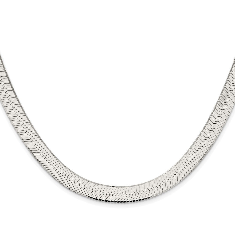 Sterling Silver Rhodium-plated 8.75mm Magic Herringbone Chain Necklace 24"