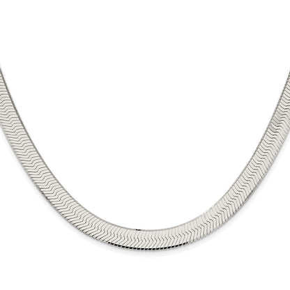 Sterling Silver Rhodium-plated 8.75mm Magic Herringbone Chain Necklace 24"