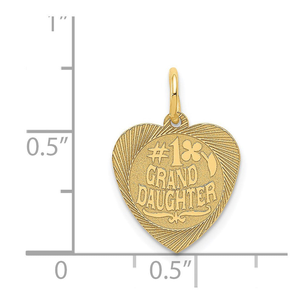 14k Yellow Gold #1 GRANDDAUGHTER Charm Pendant