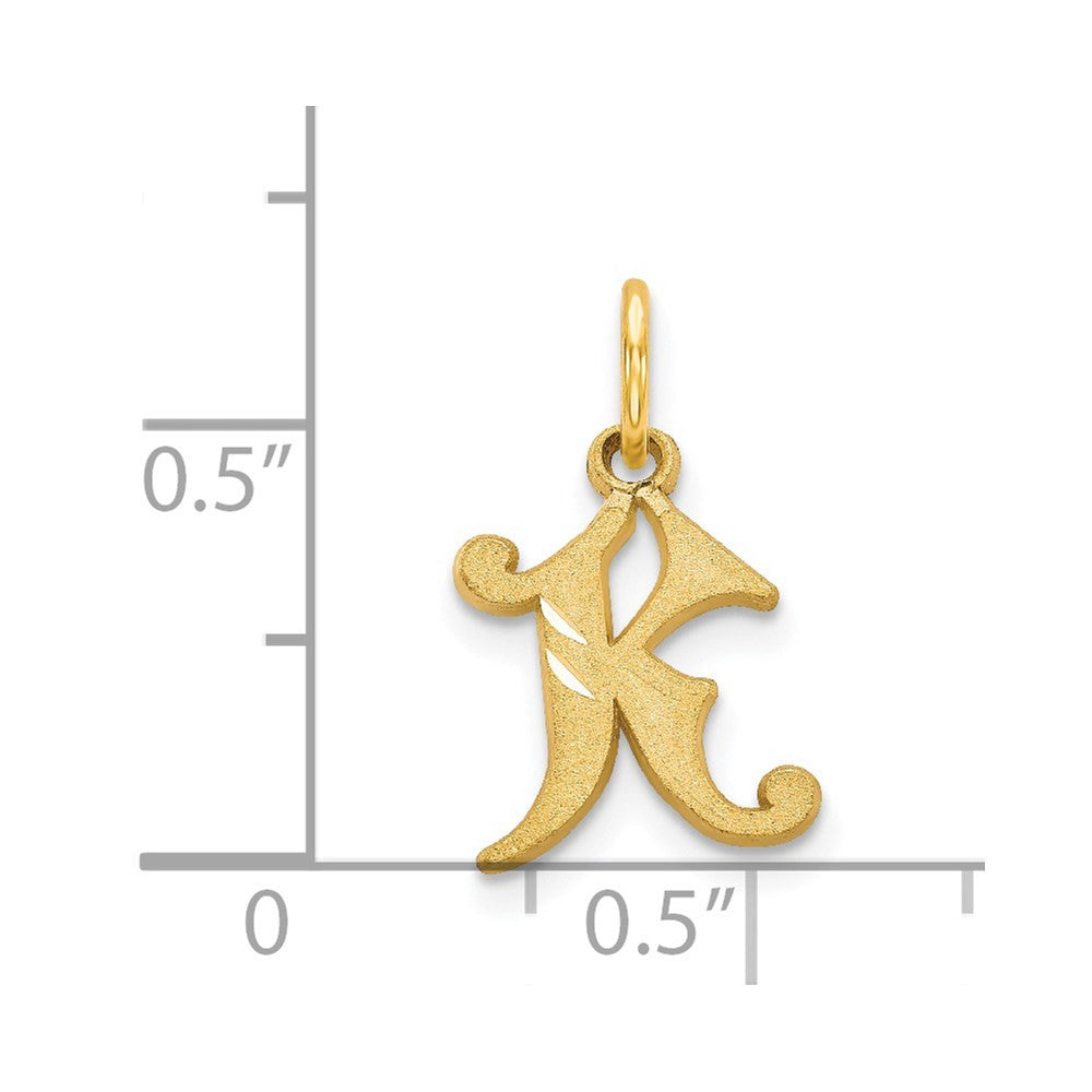 14k Yellow Gold Letter K Initial Charm Pendant